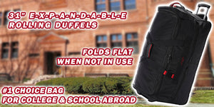 asaks 31" rolling duffel, perfect from college and school abroad 
